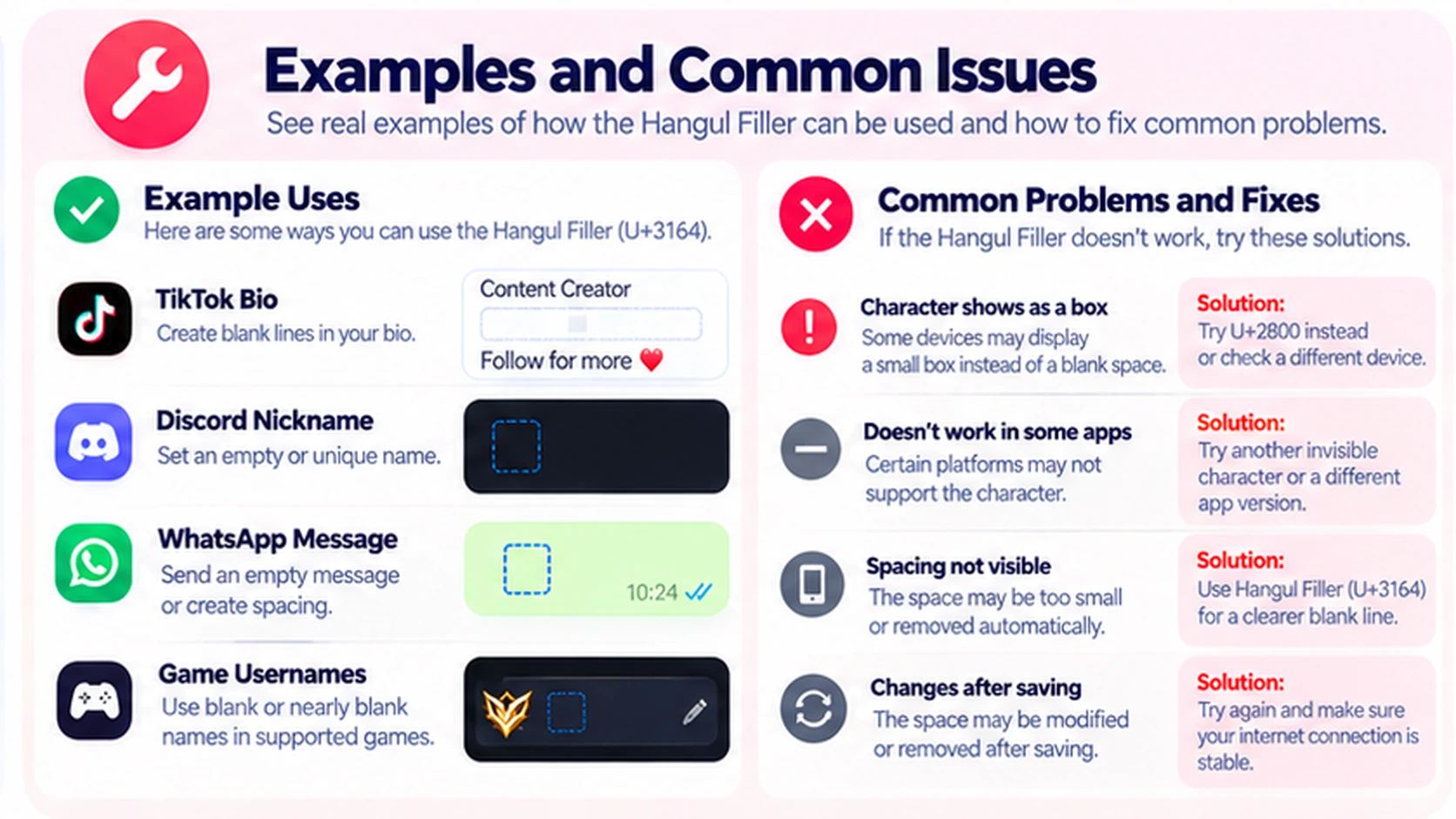 Hangul Filler examples and common troubleshooting tips