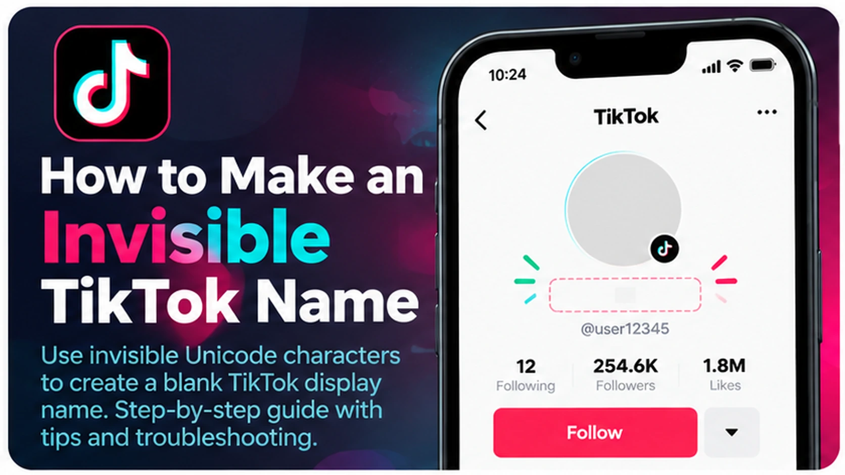 Illustration of a TikTok profile with a blank-looking display name